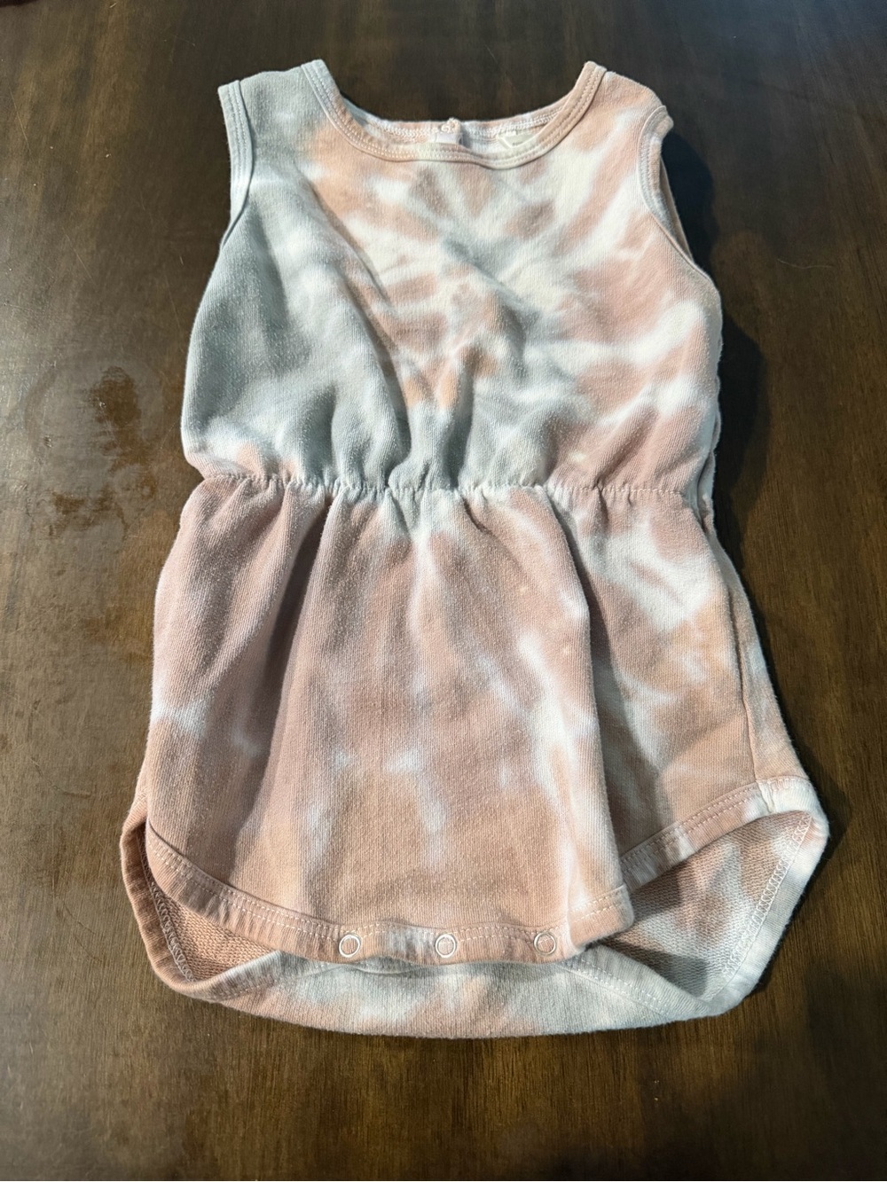 Rylee + Cru Peach and White Tie-Dye Sleeveless Baby Bodysuit Dress